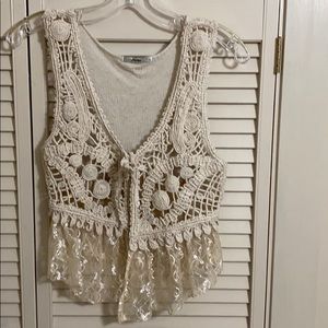 Crochet and lace vest